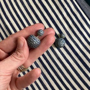 Double sided blue pave crystal ball stud ear jackets